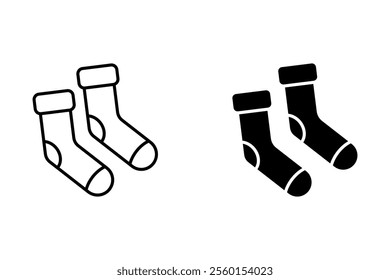 Socks icon set in Thin line black color, on white background