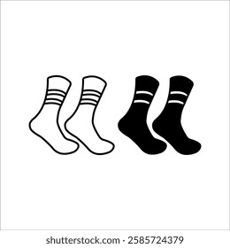 Socks icon. Side view. Editable stroke. Vector simple flat graphic illustration. Isolated object on black and white background.