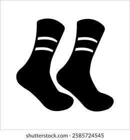 Socks icon. Side view. Editable stroke. Vector simple flat graphic illustration. Isolated object on black and white background.