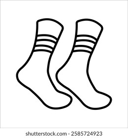 Socks icon. Side view. Editable stroke. Vector simple flat graphic illustration. Isolated object on black and white background.