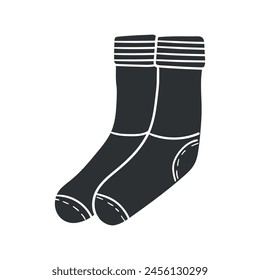 Socks Icon Silhouette Illustration. Cloth Vector Graphic Pictogram Symbol Clip Art. Doodle Sketch Black Sign.