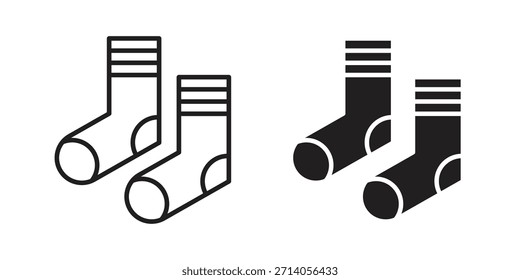 Diseños de Vector de silueta de icono de calcetines. Trazos editables