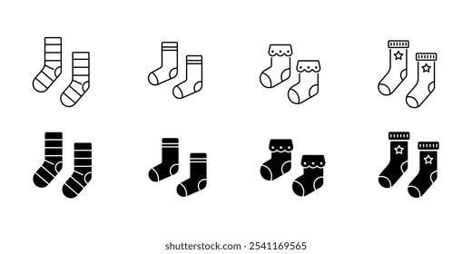 Icono de calcetines. Conjunto de iconos de par de calcetines. Iconos del vector