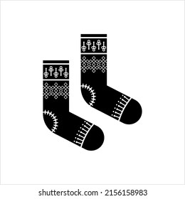 Socks Icon, Soft Material Cloth Worn On The Feet Vector Art Illustration