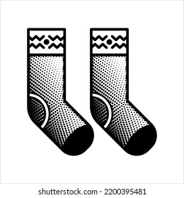 Socks Icon, Soft Material Cloth Worn On The Feet Vector Art Illustration