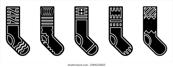 Socks Icon, Soft Material Cloth Worn On The Feet Vector Art Illustration