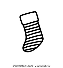 Icono de calcetines con patrón de rayas, Calcetines dibujados a mano Vector minimalista, Ilustración de calcetines para decoración, Ilustración de calcetines estilo arte de línea