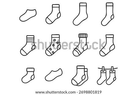 Socks icon. Types of socks line icon. Casual warm socks, sock icon vector. stocking icon
