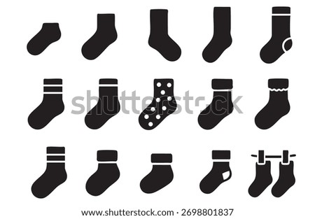 Socks icon. Types of socks line icon. Casual warm socks, sock icon vector. stocking icon
