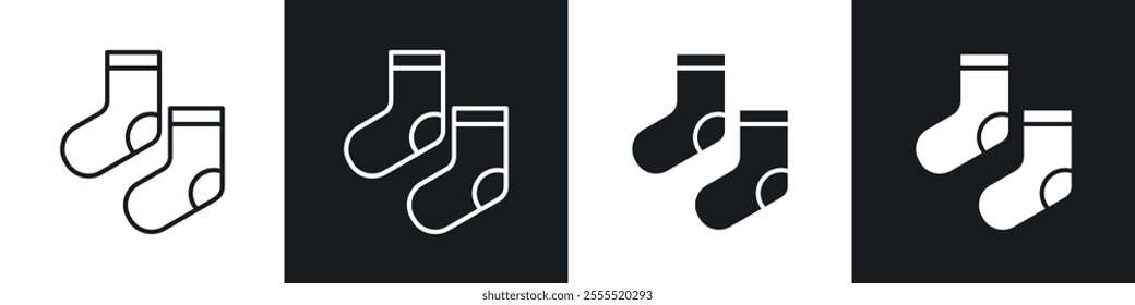 Socks icon vector collection in black and white.