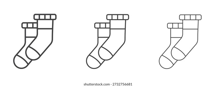 Socken-Symbol, Vektorgrafik. Schwarze, dünne Linien