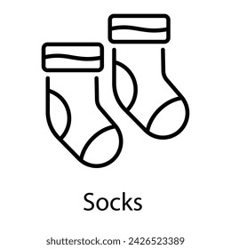 Socks Icon vector, Such Line sign as autumn, Submission of autumn icons. Vector Computer Isolated Pictograms for Web on White Background Editable Stroke stock illustration