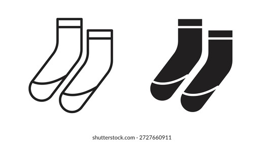 Socks Icons Sammlung. Dünne lineare und schwarze flache Symbole