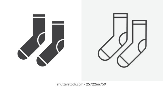 Socks icons. flat and line style set