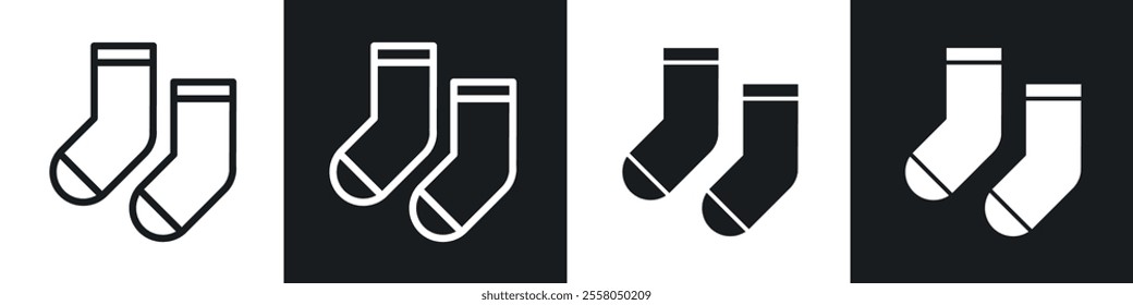 Socks icons pack in black and white filled and outlined versions.