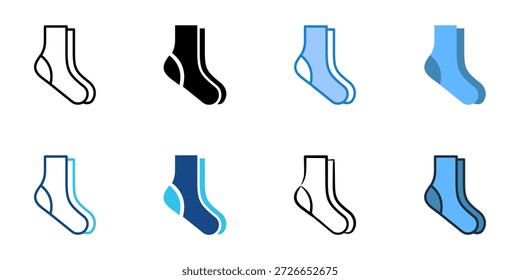 Socks icons set multiple style collection. Editable stroke 
