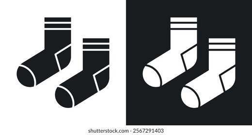 Socks icons in solid black and white colors