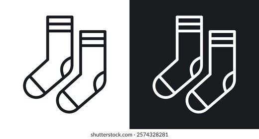 Socks icons in thin black and white stroke liner style