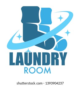 Socks isolated icon laundry room clothes washing vector household chore and housekeeping cleanliness and hygiene cleaning clothing clean and tide garments and linen housework emblem or logo laundromat