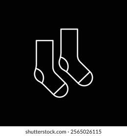 Socks line icon isolated on black background. Vector illustration.