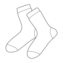 Socks Line Vector Illustration,
Isolated On White Background.top View