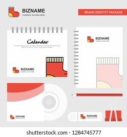 Socks Logo, Calendar Template, CD Cover, Diary and USB Brand Stationary Package Design Vector Template