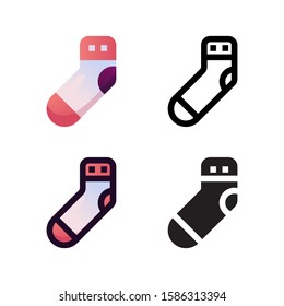 Socks logo icon design in four style. Line, Glyph, Flat Gradient and Color Line style
