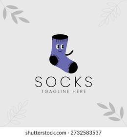 Calcetines Logo Icono, Calcetines pies Logo, Calcetines de bebé Chibi, carácter lindo de calcetines púrpura, Calcetín Savvy Logo