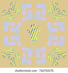 Socks, mittens halftone pattern. Hand drawn.