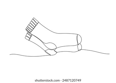 Socks one line illustration. Continuous outline doodle art