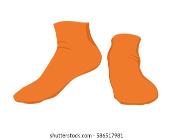 Socks orange realistic vector illustration isolated