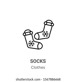 Socks outline vector icon. Thin line black socks icon, flat vector simple element illustration from editable clothes concept isolated on white background