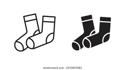 Socks outlined and solid icon vector collection.