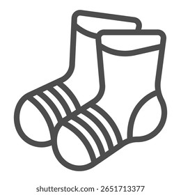 Socks pair line icon, autumn footwear concept. Vector graphics. Warm knitted socks for foots, clothes sign on white background, outline style icon for mobile or web design