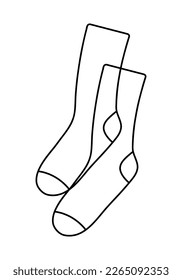 Socks pair line icon. Wool, cotton warm accessories sign. Unisex hosiery linear icon. Black outline vector illustration isolated on white background