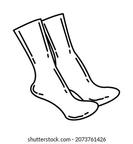 Socks Part of Women Accessories Hand Drawn Icon Set Vector.