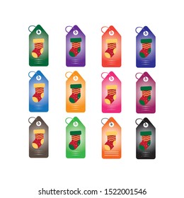 socks pattern of Christmas gift tags set