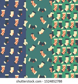 Socks pattern set  on green and blue background