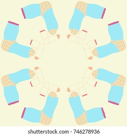 Socks  pattern,heel, knitting. Hand drawn.