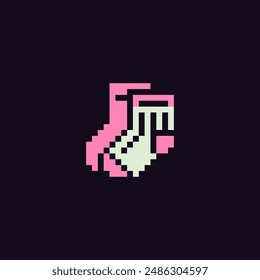 Socks pixel art icon. Design for logo, sticker, mobile app, website, badges and patches. 8-bit sprite. Isolated vector illustration.