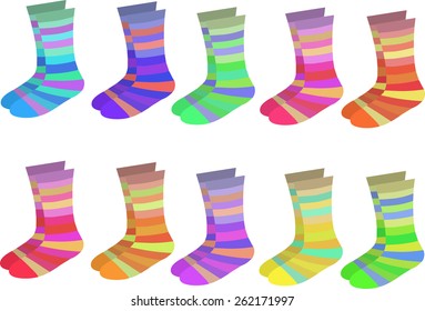 socks rainbow pattern sock vector
