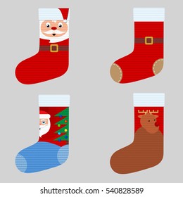 Socks Santa's. Christmas. Vector