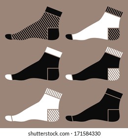Socks set black and white isolated on color background