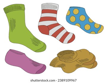 Socks set graphic color isolated sketch illustration vector