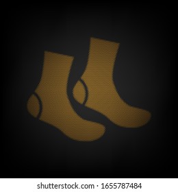 Socks sign. Icon as grid of small orange light bulb in darkness. Illustration.