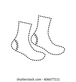 Socks sign. Vector. Black dashed icon on white background. Isolated.
