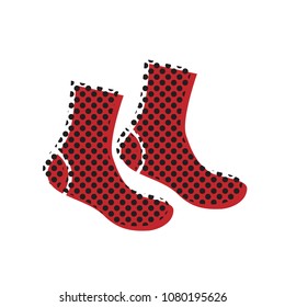 Socks sign. Vector. Brown icon with shifted black circle pattern as duplicate at white background. Isolated.
