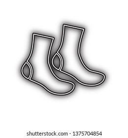 Socks sign. Vector. Double contour black icon with soft shadow at white background. Isolated.