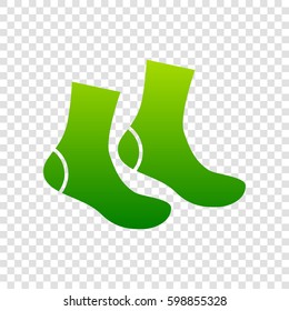 Socks sign. Vector. Green gradient icon on transparent background.