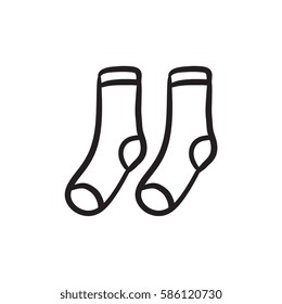 Sockt ein Skizzensymbol für Web-, Mobil- und Infografiken. Handgezeichnete Socken-Ikone. Sockt Vektorsymbol. Socken-Symbol einzeln auf weißem Hintergrund.